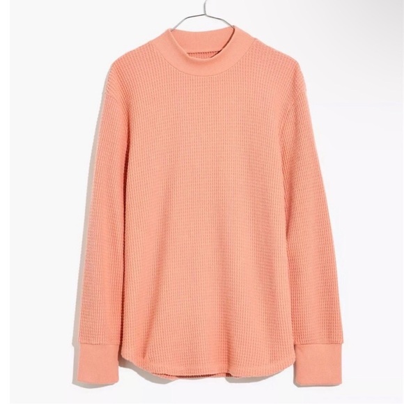 Madewell Mockneck Waffle Sweatshirt Tee Burnished Blush Size S - Picture 1 of 6